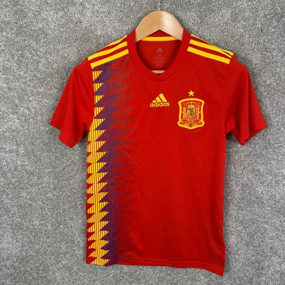 Adidas Spain National Team Soccer Jersey Red Yellow Mens XS Climalite